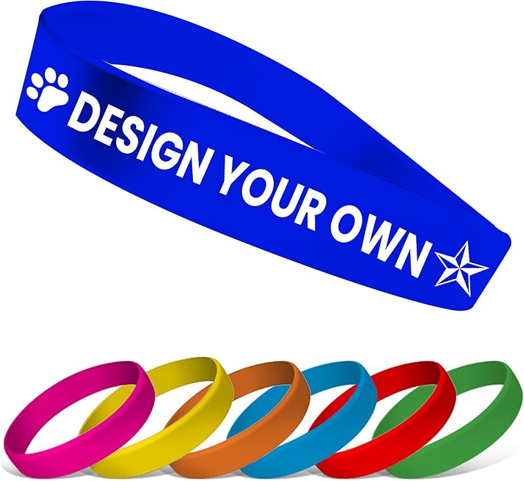USMG Custom One Color Print Rubber Bracelets Silicone Wristbands - Add a Message - Personalized for Motivation, Events, Support, Fundraisers