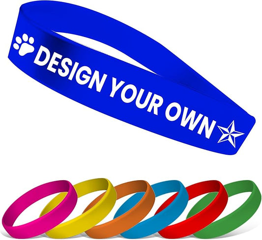 USMG Custom One Color Print Rubber Bracelets Silicone Wristbands - Add a Message - Personalized for Motivation, Events, Support, Fundraisers