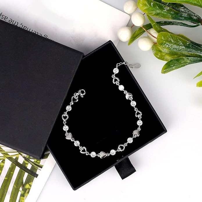 To My Granddaughter Heart Bracelet, Meaningful Jewelry Gift, Bracelet For Granddaughter from Grandma Grandpa with Message Card and Box on Christmas, Birthday, Graduation, Bracelets For Women