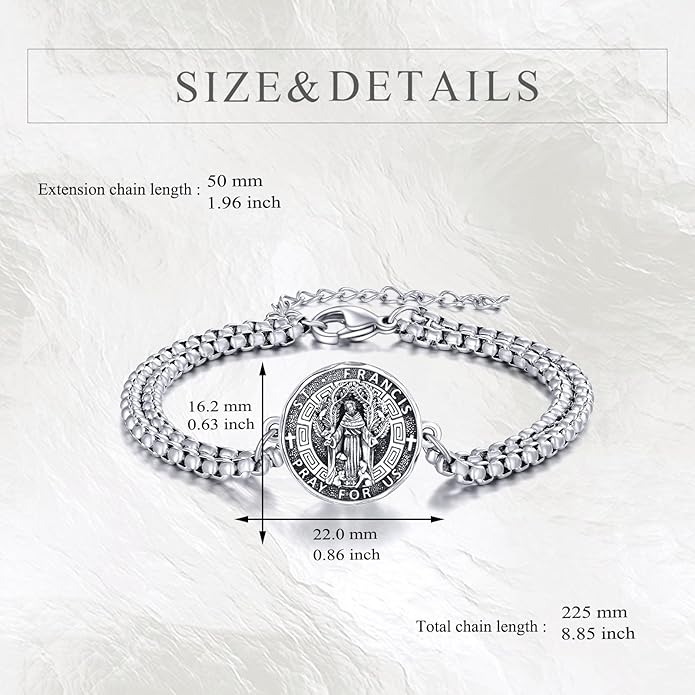 YFN Patron Saint Bracelet Sterling Silver Religious Protector Bracelet Jewelry Gift for Women Men