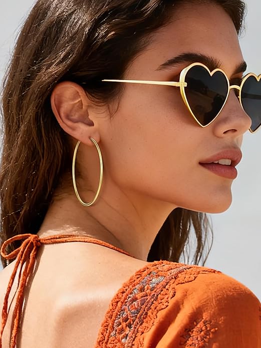 ChicSilver Hypoallergenic 925 Sterling Silver Hoop Earrings for Women, Lightweight Large Gold Plated Hoop Earrings, Endless Hoops Earring 20/30/40/50/60/70MM
