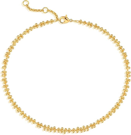 MTMY Gold Anklets for Women 14K Gold Plated Tiny Bead Anklet Colorful Tassel Foot Chain Dainty Adjustable Cute Summer Beach Boho Anklets Jewelry Gift