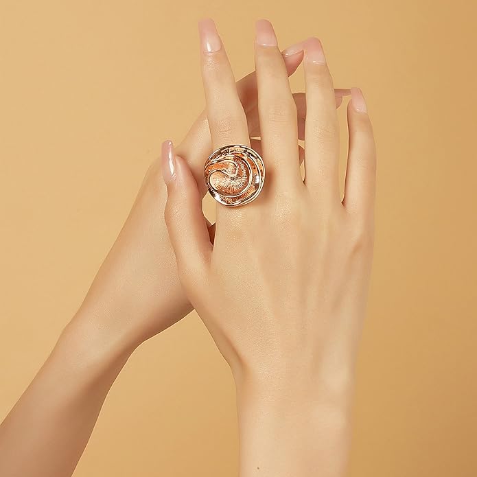 Mytys Cocktail Rings for Women Fashion 18K Gold Plated & Silver Flower Statement Ring Wedding Engagement Party Jewelry Gift
