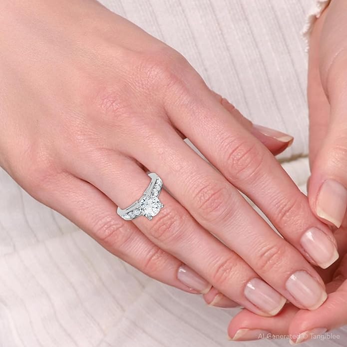 P3 POMPEII3 Pompeii Certified 3Ct Diamond Engagement Ring Cathedral 14k Gold Lab Grown (G/H,VS2-SI1)