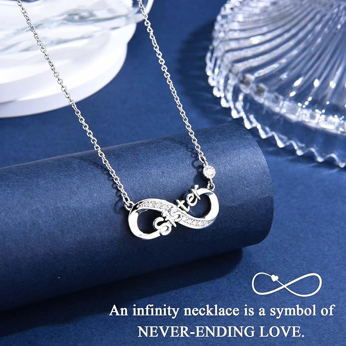 Infinity Mom Grandma Nana Sister Aunt Daughter Auntie Granddaughter Niece Necklace Gifts, Christmas Birthday Valentines Day Mothers Day Easter Graduation Back to School Gifts Stocking Stuffers Presents for Women Girls Her