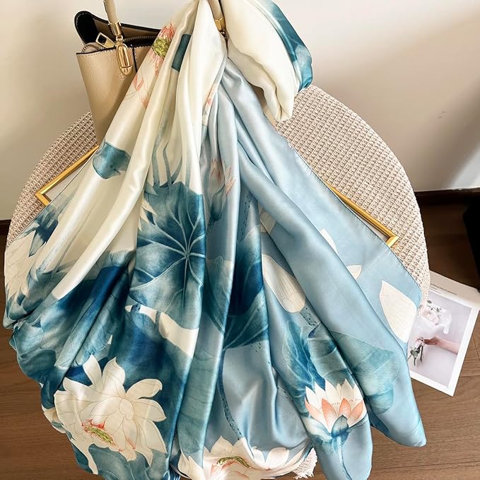 Long Silk Like Scarf Lightweight Satin Scarves Large Sunscreen Shawl Wrap for Women