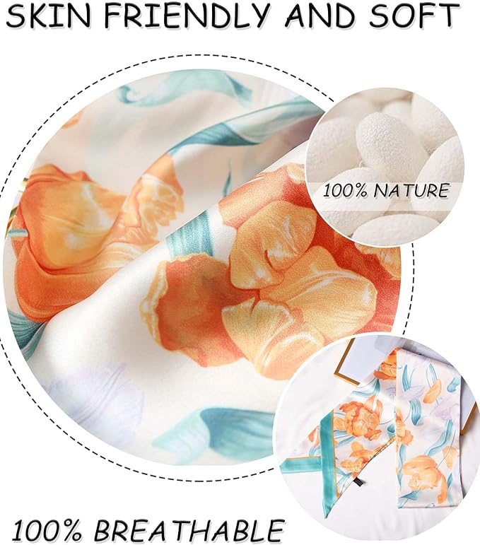 Dailyacc Hair Scarf for Women Fashion Silky Satin Headscarf Wrap Breathable Lightweight Neck Scarves For Handbag
