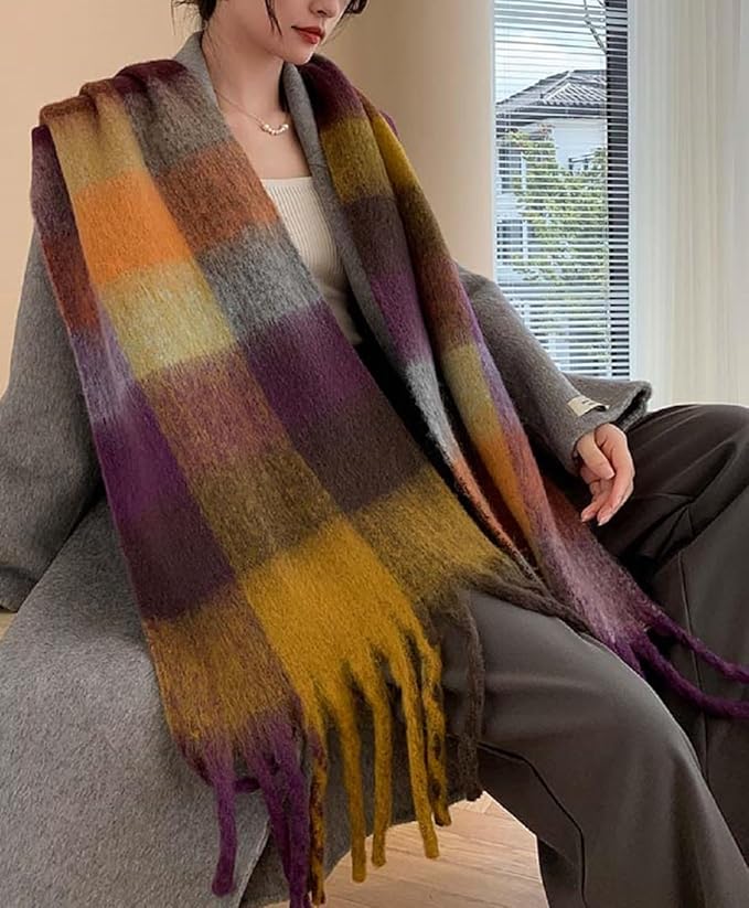 Wander Agio Winter Women Warm Scarf Long Shawl Large Scarves Cold Weather Thick Blanket Scarfs Colorful Plaid