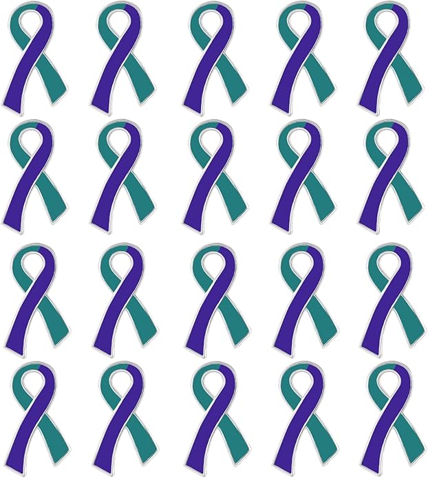 Suicide Awareness and Prevention Pin - Bulk Packs - Variety Pack of Teal & Purple Ribbon Pin Perfect for Support Groups, Gift-Giving and Fundraising