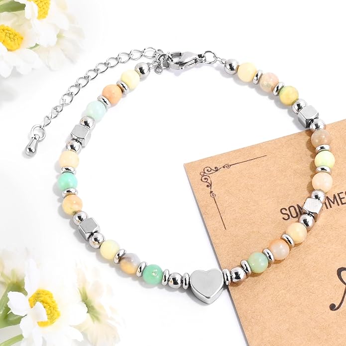 VIBILIA Cross Beaded Bracelets for Women, Inspirational Natural Heart Religious Bracelets for Women, Birthday Christian Gifts for Women on Thanksgiving Christmas Gifts