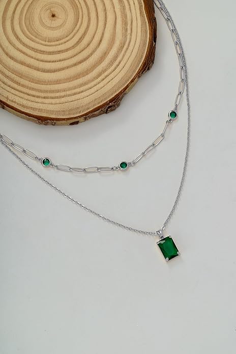 Gold Layered Pendant Necklaces for Women 14k Gold Plated Crystal Choker Necklace Paperclip Rhinestone Necklace Party Prom Jewelry