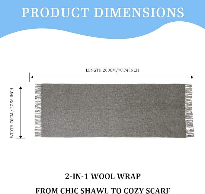 Temminc Winter Scarf for Women - Soft Warm Pashmina Shawl Wrap, Lightweight Fashion Blanket Travel Shawl, Solid Color Scarf