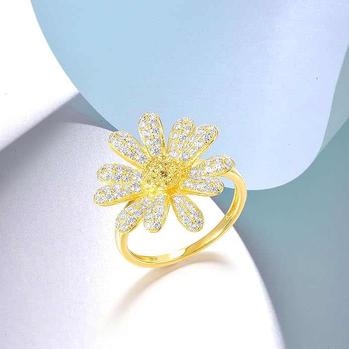 Santuzza Sterling Silver Gemstone Flower Ring for Women