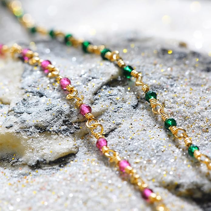 MTMY Gold Anklets for Women 14K Gold Plated Tiny Bead Anklet Colorful Tassel Foot Chain Dainty Adjustable Cute Summer Beach Boho Anklets Jewelry Gift