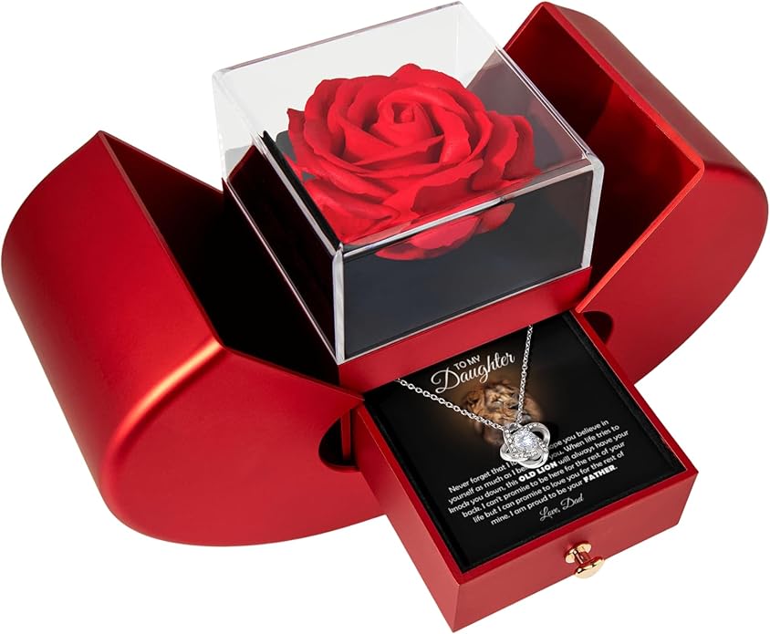 To My Beautiful Daughter Necklace from Mom & Dad | Cubic Zirconia Pendant with Heartfelt Message Card & Gift Box | Daughter Birthday, Graduation, Christmas Jewelry Gift from Parents