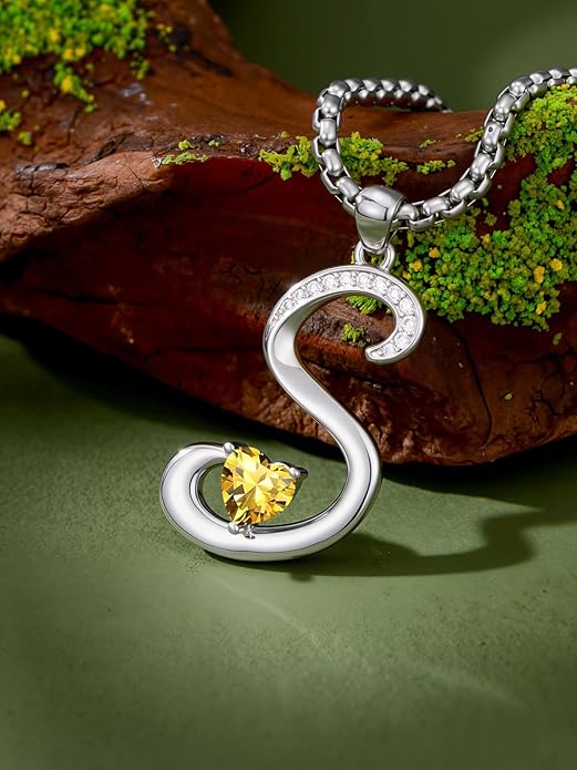 Christmas Gifts for Women Alphabet A to Z Initial Birthstone Pendant Necklaces for Women - 18k White Gold Plated Personalized Name Jewelry Valentine Mothers Day Birthday Gifts for Women Her Girlfriend