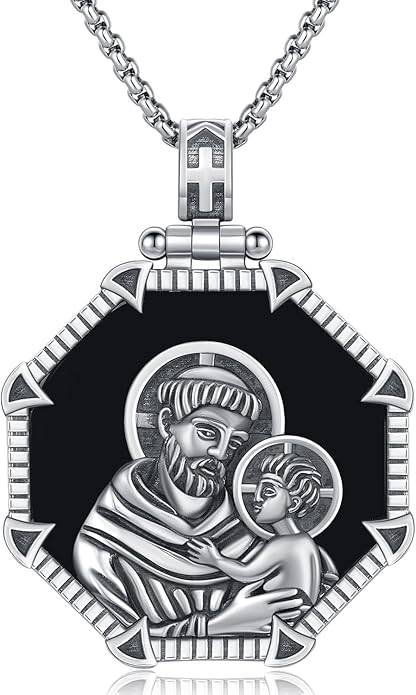Taioiat Saint Necklace 925 Sterling Silver St Necklace Amulet Pendant Jewelry Religious Gift for Men Women