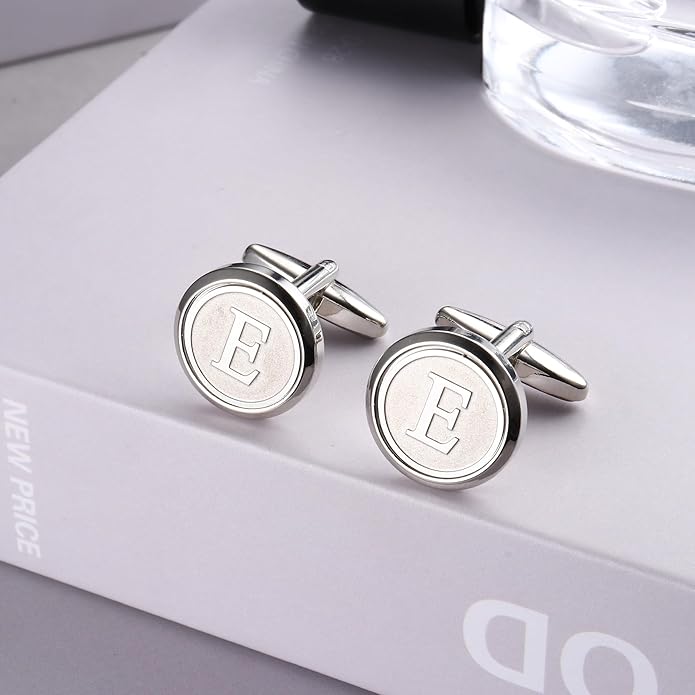 LOYALLOOK Initial Gold Cufflinks for Men Gold Cuff Links Personalized Copper CuffLinks Letter Cufflinks Gift for Groom Husband Father