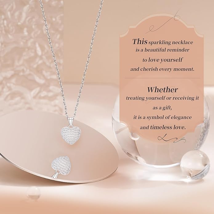 Pendant Necklaces for Women 925 Sterling Silver with Moissanite & Genuine Jewelry, Lucky Clover, Butterfly, Pink Crystal Heart Design, 14K White Gold Plated Nacklace, Mom Wife Women's Birthday Gifts