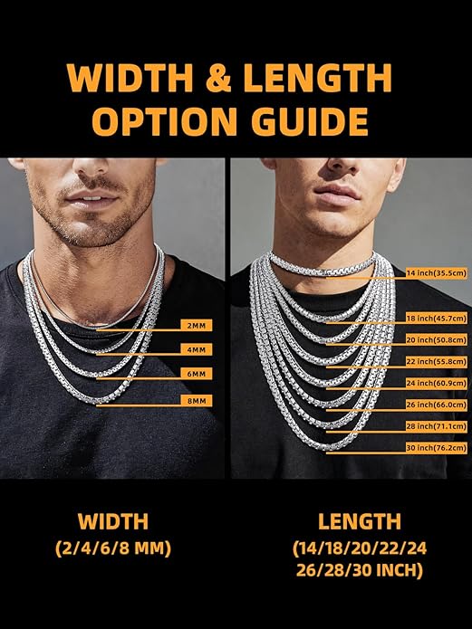 Bestyle 18K Gold Plated/Silver/Black Chain for Men, Hypoallergenic 2/4/6/8mm Stainless Steel Flat Link Chain Necklace for Men & Women Hip Hop Jewelry, 14-30"