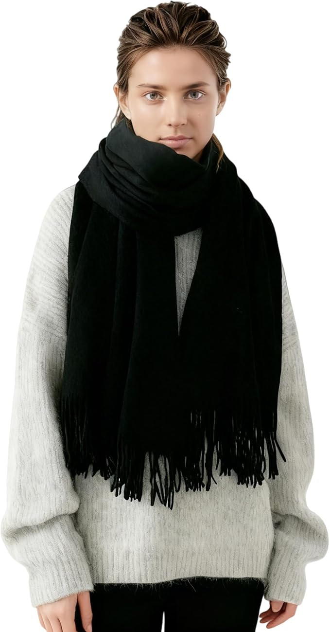 Temminc Winter Scarf for Women - Soft Warm Pashmina Shawl Wrap, Lightweight Fashion Blanket Travel Shawl, Solid Color Scarf