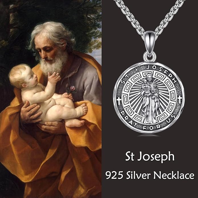 YFN Patron Saint Necklace Sterling Silver Amulet Medal Pendant Religious Protector Jewelry Gifts for Women Men