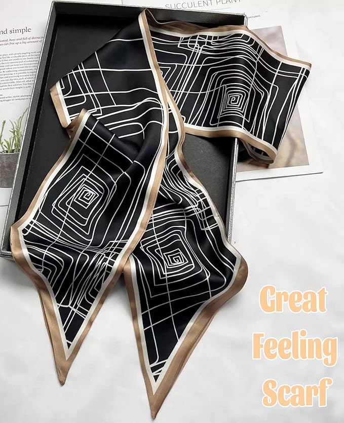 kcctoo 59" Mulberry Silk Like Head Scarf Women's Fashion Square Neck Satin Scarfs for Bag Hair Scarves Gift 59 * 5.9”