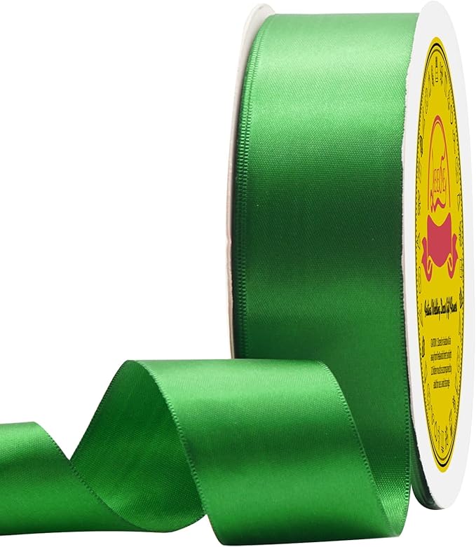 LEEQE Double Face Emerald Green Satin Ribbon 1-1/2 inch X 50 Yards Polyester Emerald Green Ribbon for Gift Wrapping Very Suitable for Weddings Party Invitation Decorations and More