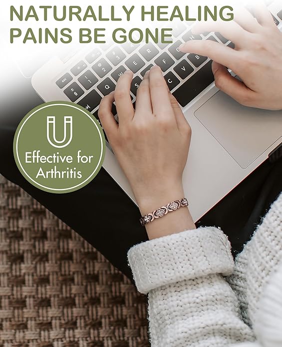 Feraco Pure Copper Bracelets for Women, Ultra Strength Magnetic Therapy Bracelet for Pain Relief with Neodymium Magnets & Sparkling Cubic Zirconia, Adjustable, Infinite Clover Jewelry