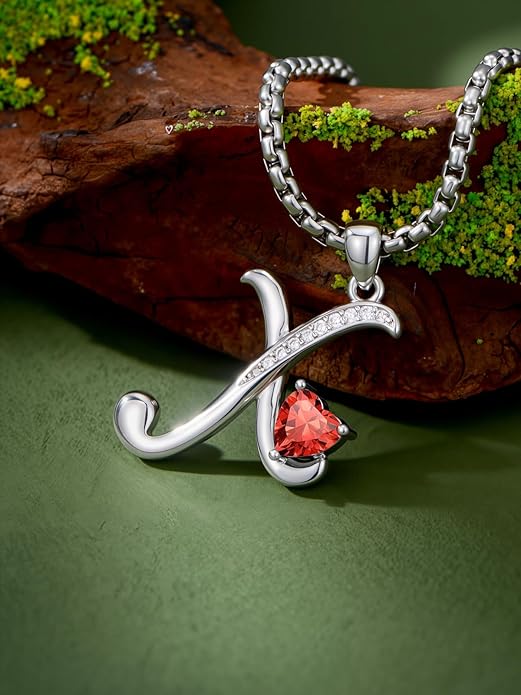 Christmas Gifts for Women Alphabet A to Z Initial Birthstone Pendant Necklaces for Women - 18k White Gold Plated Personalized Name Jewelry Valentine Mothers Day Birthday Gifts for Women Her Girlfriend