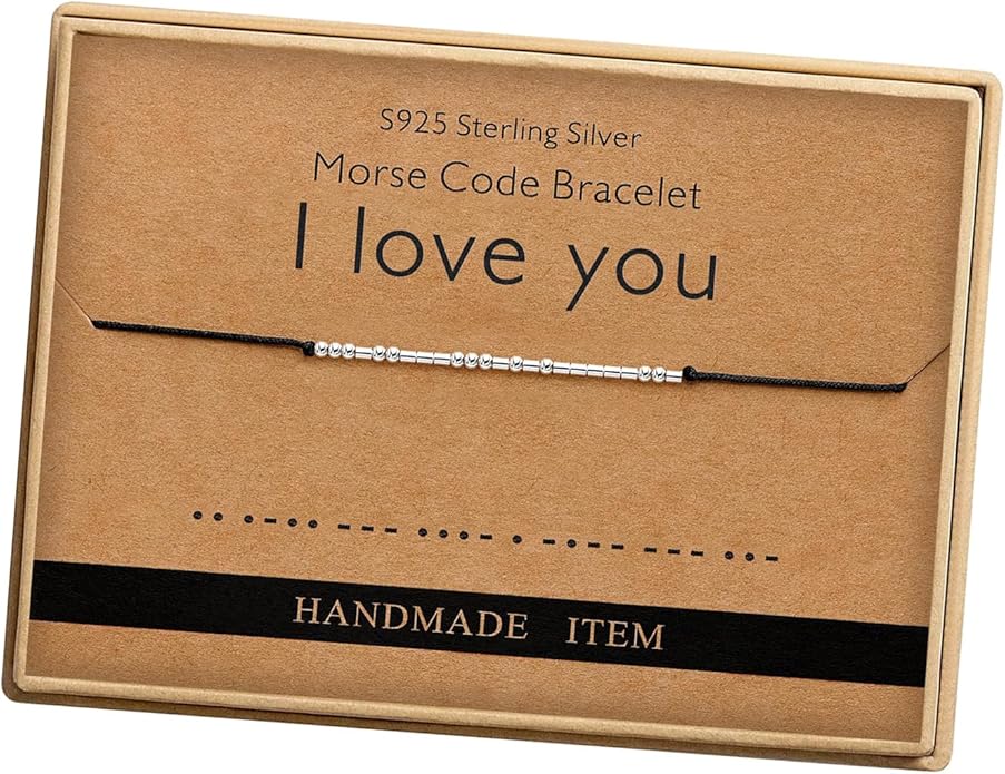 Monily Inspirational Gifts for Women Morse Code Bracelets for Women Funny Bracelet for Friend Funny Gift for Women Sterling Silver Bracelet for Women