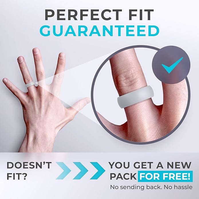 ThunderFit Silicone Rings for Him and Her, Rubber Wedding Engagement Bands Unisex, 1.8mm Thick in 4mm & 8mm Widths