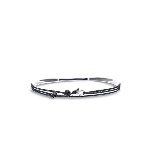 Made by Nami Nautical Rope Bracelet for Men Waterproof & Adjustable Wrap String Bracelets with Snap Hook Gift for Him (Black Silver)