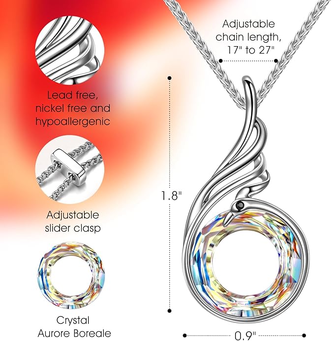 Kate Lynn “Rise From the Ashes” Phoenix Necklaces for Men Women, 18~27 Inch Adjustable Necklace, Ideal Birthday Gift Christmas Gift for Men Women, Symbol of Luck and Renewal
