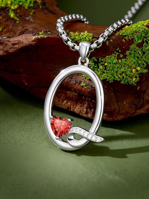Christmas Gifts for Women Alphabet A to Z Initial Birthstone Pendant Necklaces for Women - 18k White Gold Plated Personalized Name Jewelry Valentine Mothers Day Birthday Gifts for Women Her Girlfriend