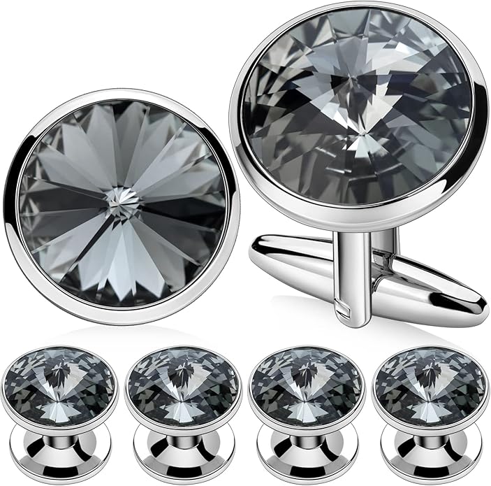 HAWSON Cufflinks for Men with 4/6 pcs Shirt Studs Set, Gift Box Packed, Mens Jewelry or Accessories for Wedding, Party, Anniversary, Birthday