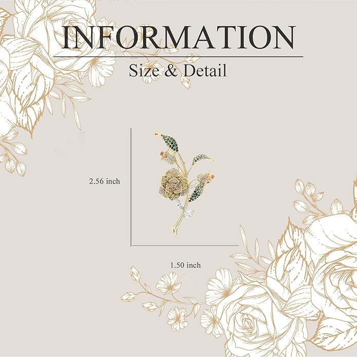Flower Brooch for Women Girls Flower Rhinestone Brooch Gold Plated Lapel Pin Clothing Accessory Wedding Gift Fashion Jewelry for Mom Wife