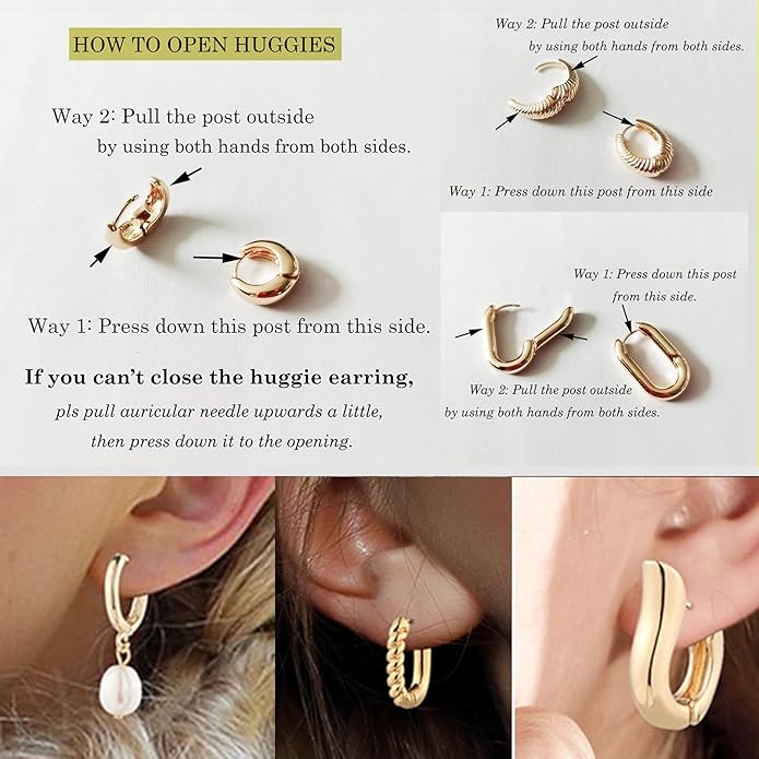 9 Pairs Gold Chunky Hoop Earrings Set for Women, 14K Gold Plated Twisted Huggie Hoop Earring Hypoallergenic, Lightweight Thick Open Hoops Earrings Jewelry Gifts.