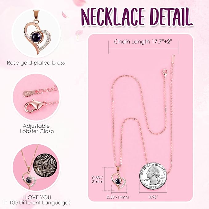 ADDWel Rose Gifts for Women - Preserved Real Roses Forever Purple Flowers with I Love You in 100 Languages Necklace and Cute Moss Bear for Girlfriend Wife Mom Grandma on Birthdays, Anniversaries