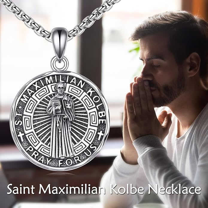 YFN Patron Saint Necklace Sterling Silver Amulet Medal Pendant Religious Protector Jewelry Gifts for Women Men
