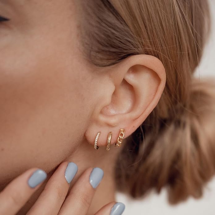Hoop Earrings for Women 14K Gold Plated/Silver Hoops Simple Knot Huggie Small Hoop Earrings Set Trendy Hoops Everyday Wear Earrings for Women Jewelry