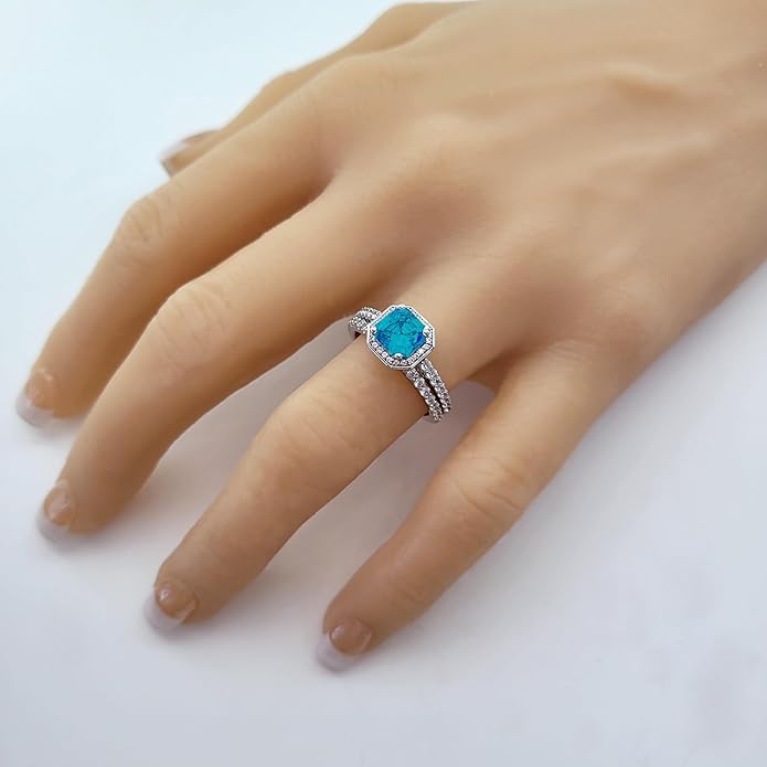 NANA Jewels Sterling Silver Engagement Rings for Women - Choose Simulated Morganite, Citrine, Aquamarine & More