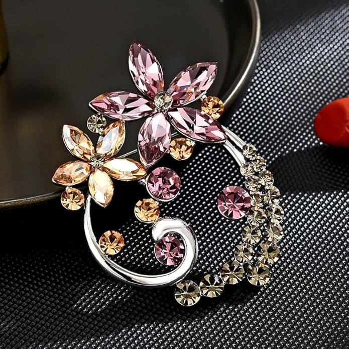 Flower Brooch Pin - Rhinestone Flower Pin 18k Gold Plated - Thanksgiving Day, Birthday, Wedding Gifts for Mom, Wife