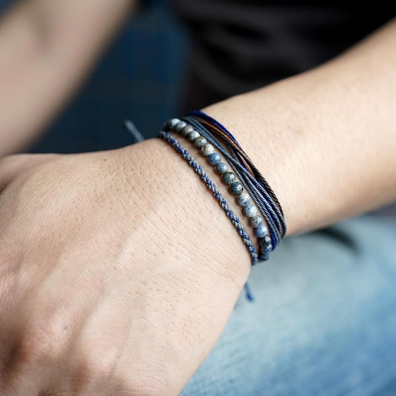 Mezcla Vida Handmade Natural Stone Beaded Healing Bracelet Gift for Men Adjustable Rope String Bracelet (Dumortierite, Adjustable)