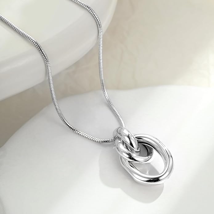 Gold Knot Pendant Necklace for Women Statement Gold Necklace 14K Gold Plated Knot Choker Trendy Jewelry