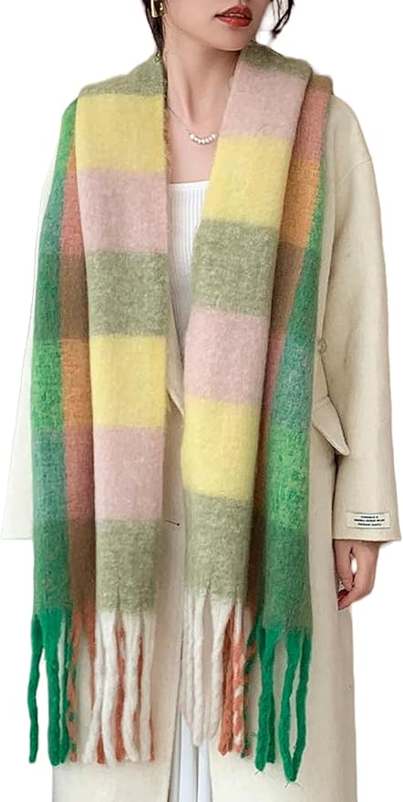 Wander Agio Winter Women Warm Scarf Long Shawl Large Scarves Cold Weather Thick Blanket Scarfs Colorful Plaid