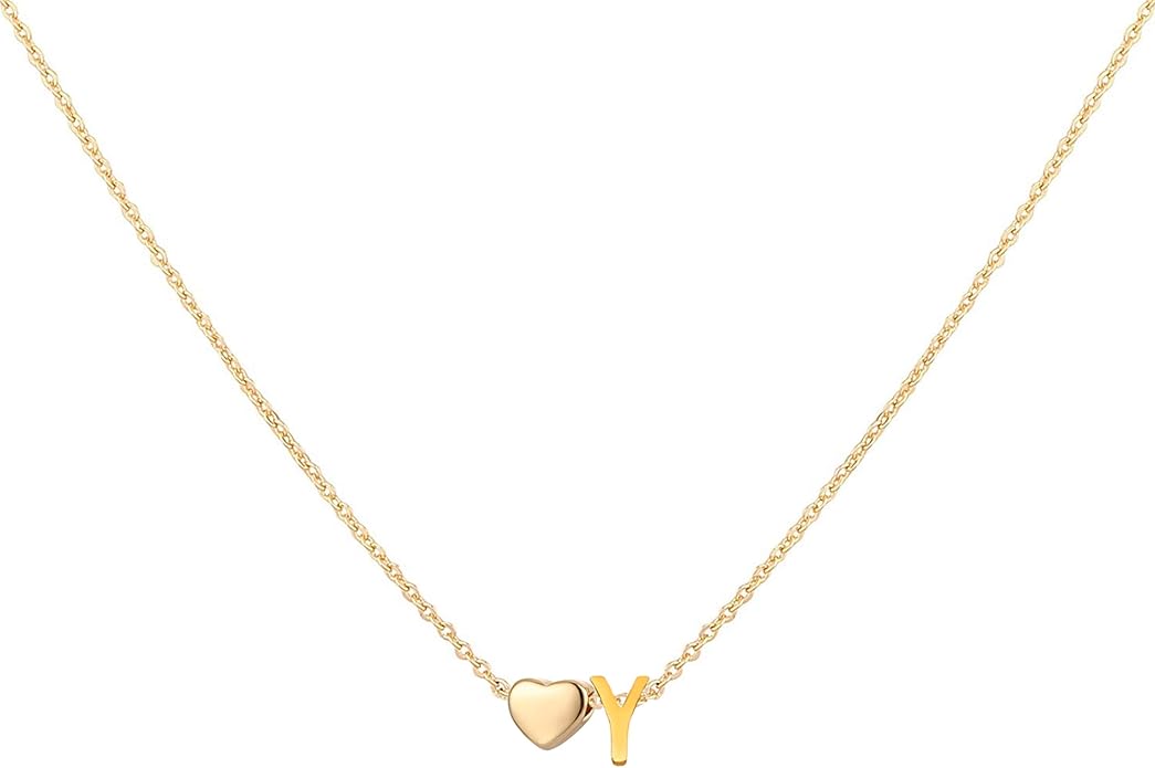 Initial Heart Necklace 18K Gold Plated Stainless Steel Tiny Heart Letter Necklace Personalized Monogram Name Necklace for Women