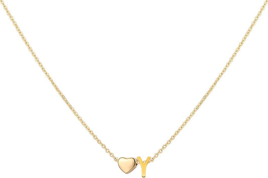 Initial Heart Necklace 18K Gold Plated Stainless Steel Tiny Heart Letter Necklace Personalized Monogram Name Necklace for Women
