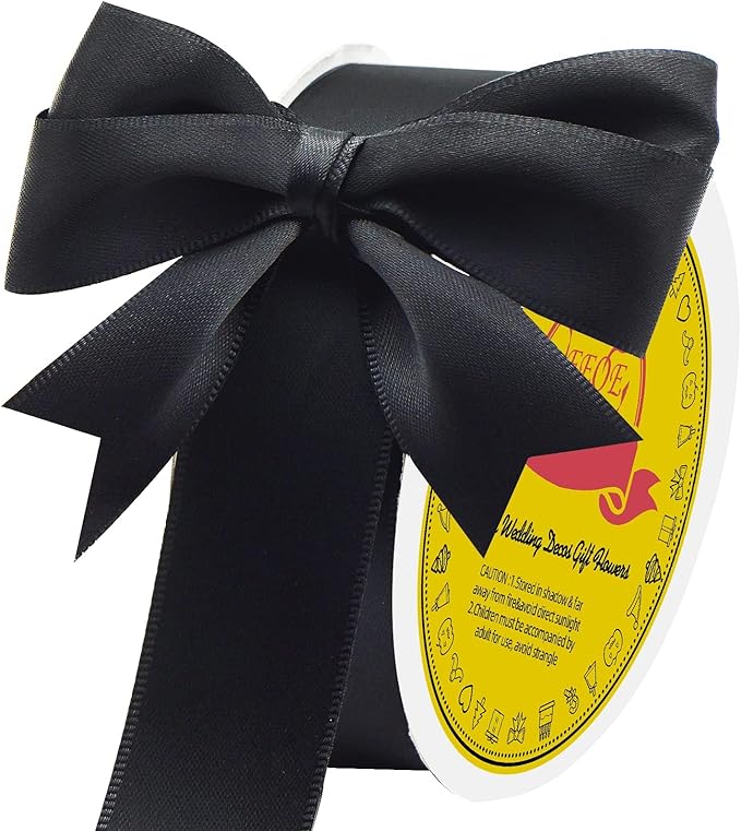 LEEQE Double Face Black Satin Ribbon 7/8 inch X 25 Yards Polyester Black Ribbon for Gift Wrapping Very Suitable for Weddings Party Invitation Decorations and More