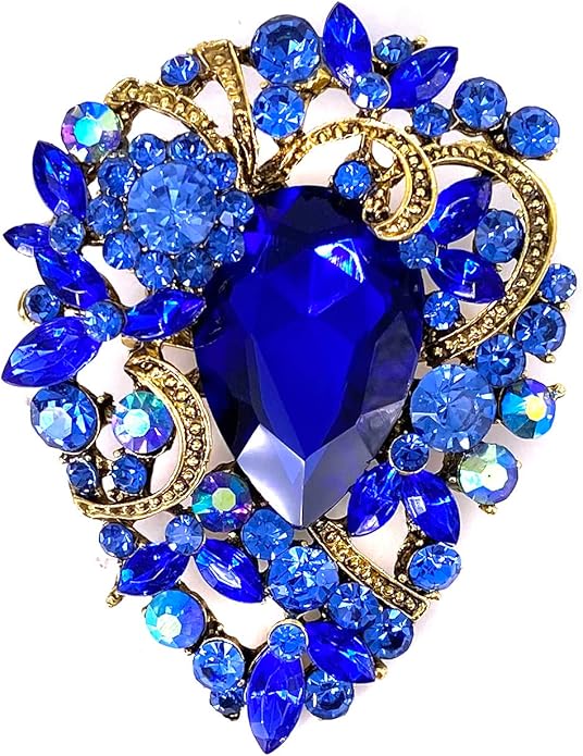 LAXPICOL Women's Vintage Austrian Crystal Elegant Flower Teardrop Brooch Gold Tone